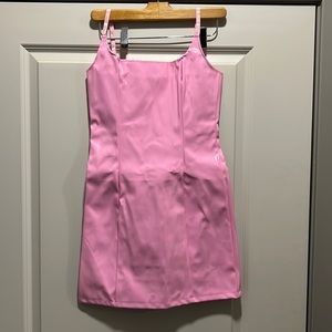 PrettyLittleThing Baby Pink PU Bodycon Dress